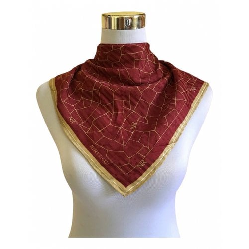 Pre-owned Nina Ricci Silk Handkerchief In Burgundy