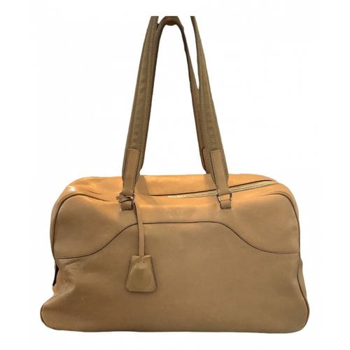 Pre-owned Prada Ouverture Leather Tote In Camel