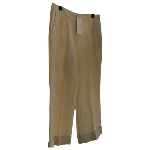 Pre-owned Kaos Linen Trousers In Beige