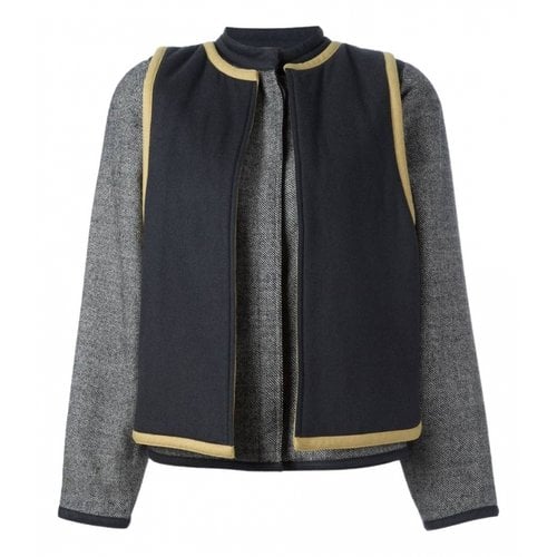 Pre-owned Versace Wool Short Vest In Grey