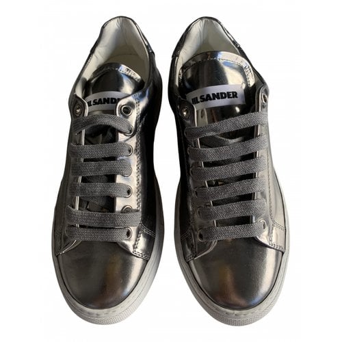 Pre-owned Jil Sander Leather Trainers In Silver