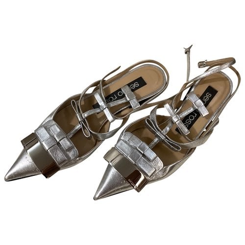 Pre-owned Sergio Rossi Patent Leather Sandal In Silver