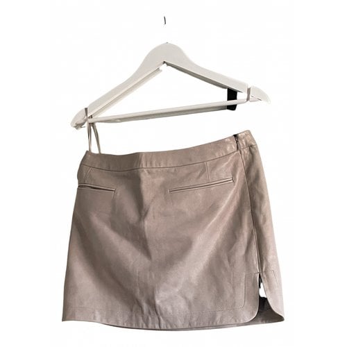 Pre-owned Alexander Wang Leather Mini Skirt In Beige