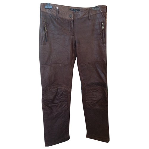 Pre-owned Holiday Leather Trousers In Brown