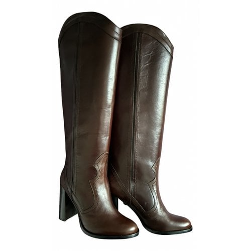 Pre-owned Dorothee Schumacher Leather Cowboy Boots In Brown