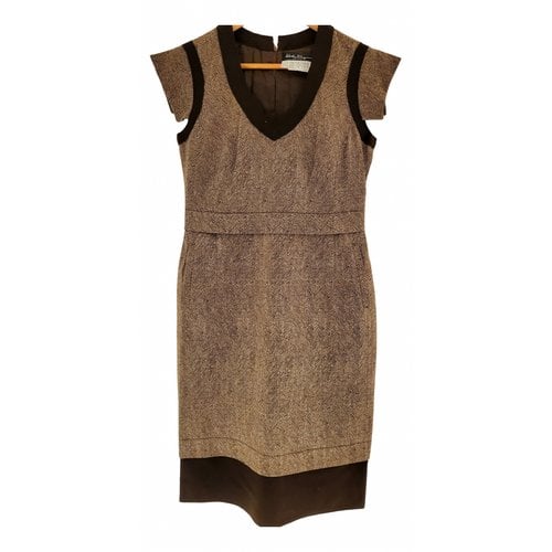 Pre-owned Ferragamo Wool Mid-length Dress In Brown