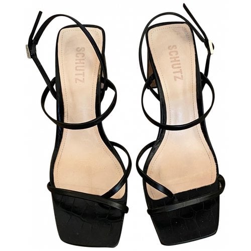 Pre-owned Schutz Leather Sandals In Black