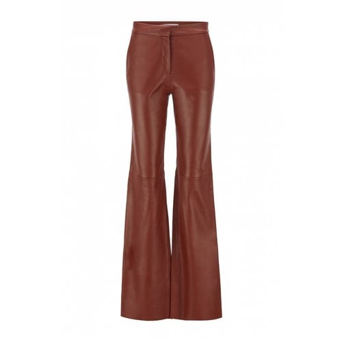 Pre-owned Hugo Boss Leather Large Pants In Brown