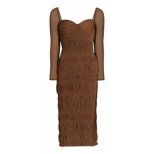 Pre-owned Self-portrait Maxi Dress In Camel