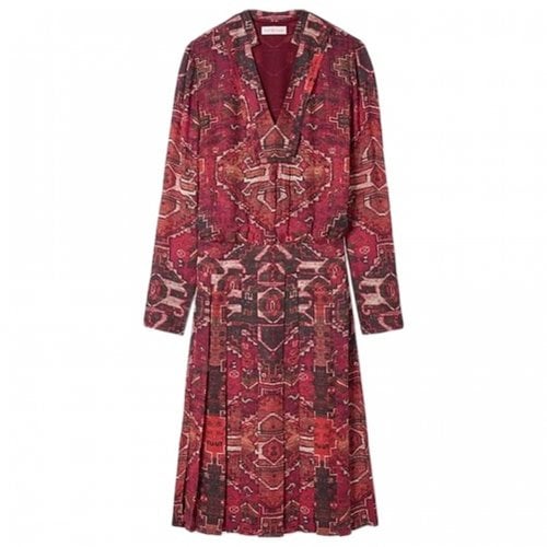 Pre-owned Tory Burch Silk Mid-length Dress In Red