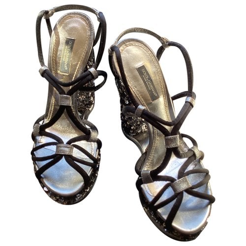 Pre-owned Dolce & Gabbana Glitter Sandals In Silver