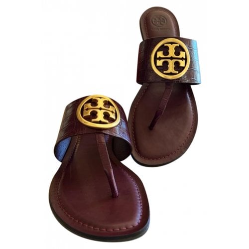 Pre-owned Tory Burch Leather Sandals In Red