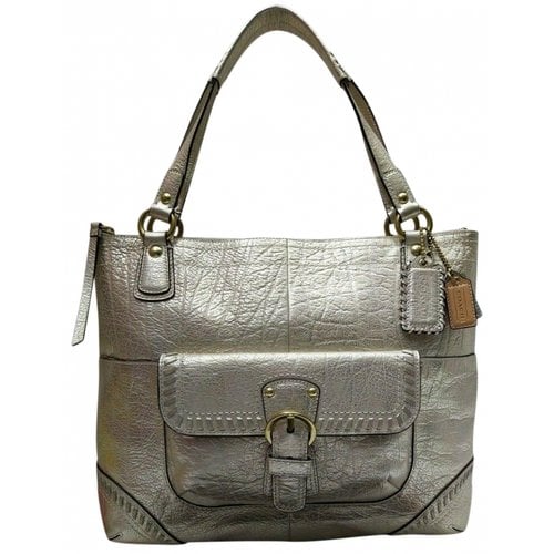 Pre-owned Coach Leather Satchel In Silver