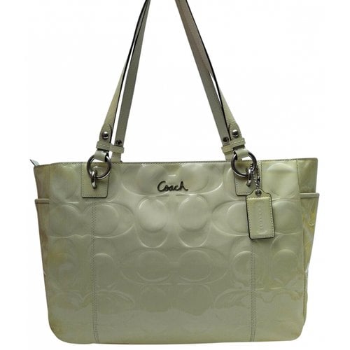 Pre-owned Coach Patent Leather Tote In Green