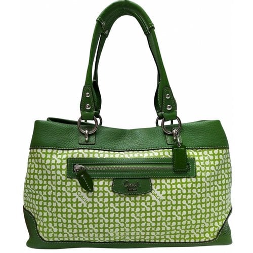Pre-owned Coach Leather Tote In Green