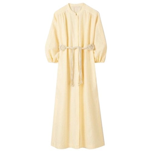 Pre-owned Tory Burch Linen Maxi Dress In Yellow