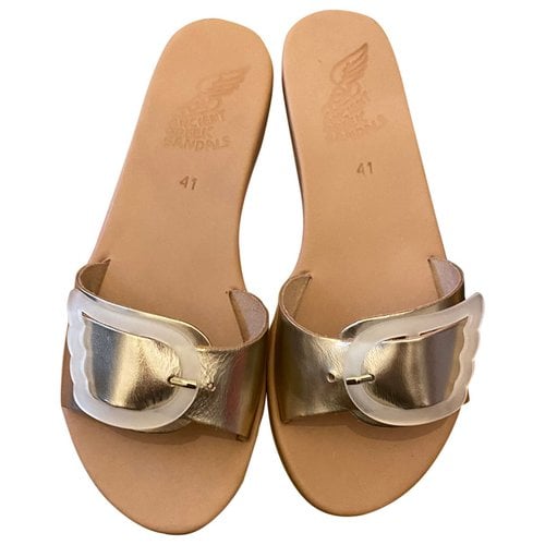 Pre-owned Ancient Greek Sandals Leather Flip Flops In Gold