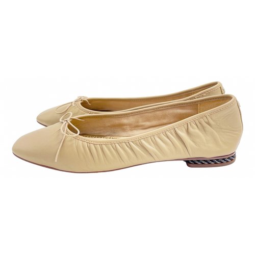 Pre-owned Sam Edelman Leather Ballet Flats In Beige
