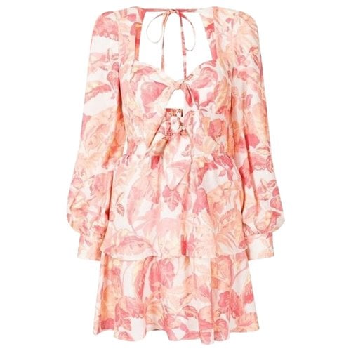 Pre-owned Rebecca Vallance Linen Mini Dress In Pink
