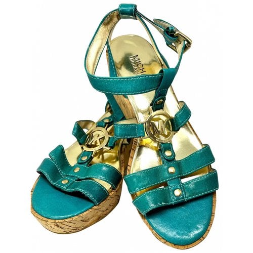 Pre-owned Michael Kors Leather Sandals In Green