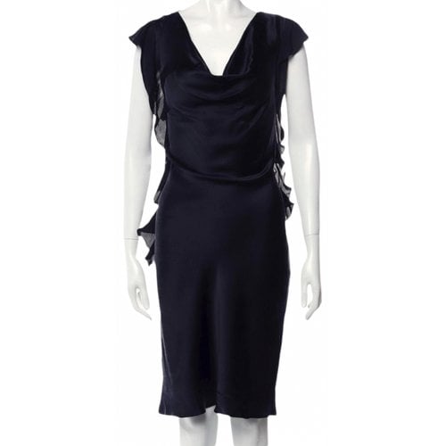 Pre-owned L Agence Silk Mid-length Dress In Black