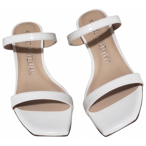 Pre-owned Stuart Weitzman Patent Leather Sandals In White