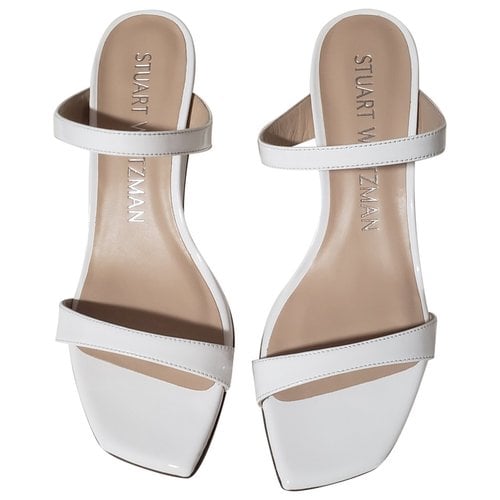 Pre-owned Stuart Weitzman Patent Leather Sandals In White