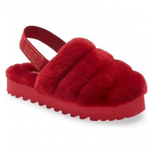 Pre-owned Ugg Shearling Sandal In Red