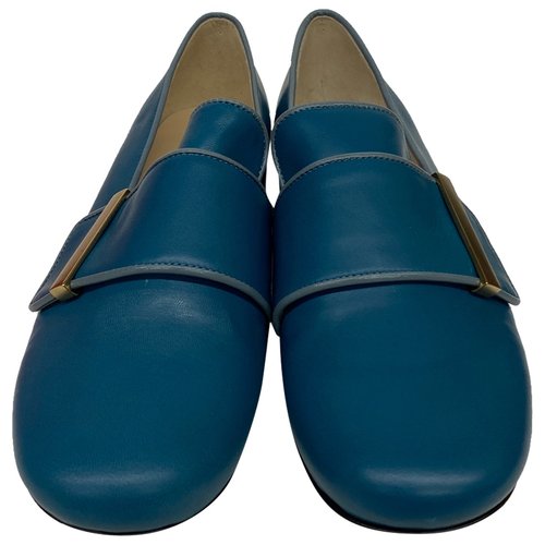 Pre-owned See By Chloé Leather Flats In Blue