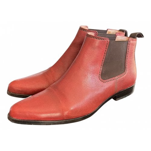 Pre-owned Heschung Leather Ankle Boots In Red