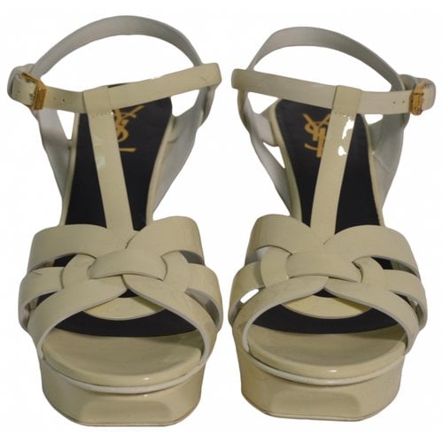 Pre-owned Saint Laurent Patent Leather Sandals In Beige