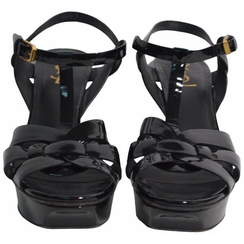 Pre-owned Saint Laurent Patent Leather Sandals In Black