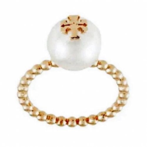 Pre-owned Tory Burch Pearl Ring In Gold