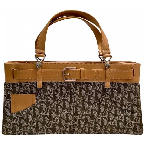 Pre-owned Dior Saddle Bowler Cloth Handbag In Brown
