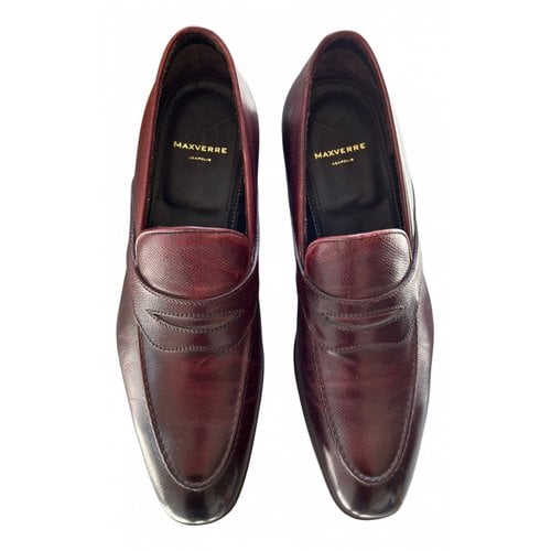 Pre-owned Max Verre Leather Flats In Burgundy