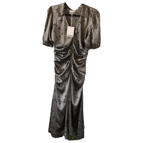 Pre-owned Ganni Mid-length Dress In Grey