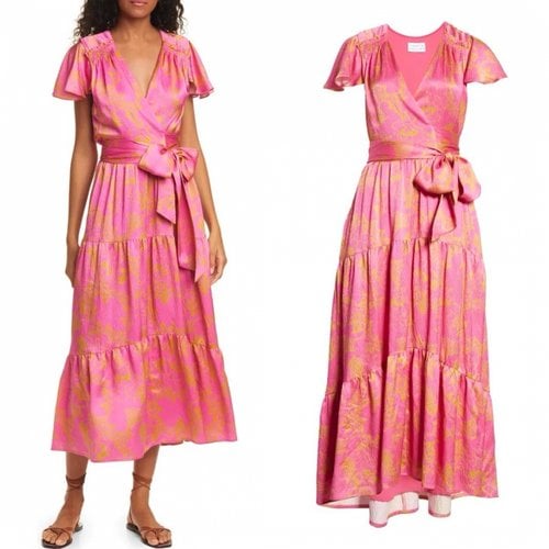 Pre-owned Tanya Taylor Silk Maxi Dress In Pink