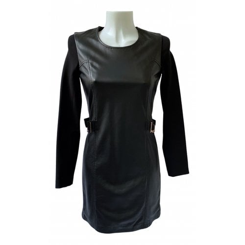 Pre-owned Atos Lombardini Leather Mid-length Dress In Black