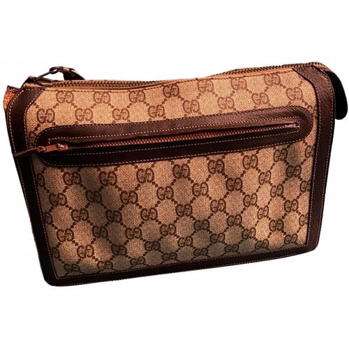 Pre-owned Gucci Ophidia Messenger Cloth Clutch Bag In Brown