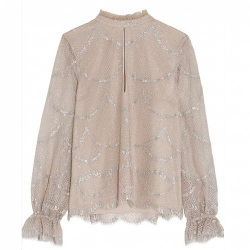 Pre-owned Alexis Lace Blouse In Beige