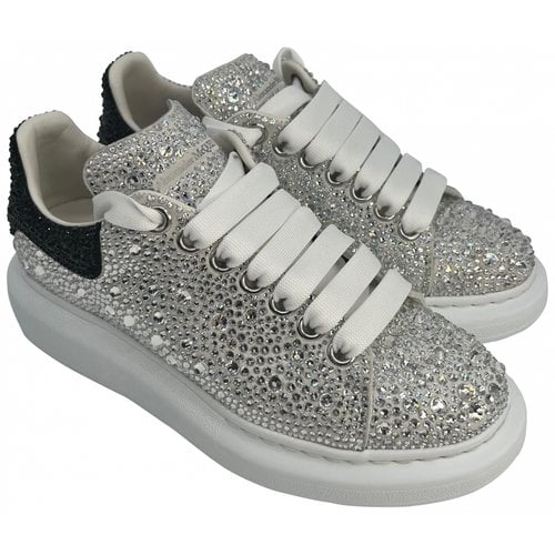 Pre-owned Alexander Mcqueen Leather Trainers In Silver