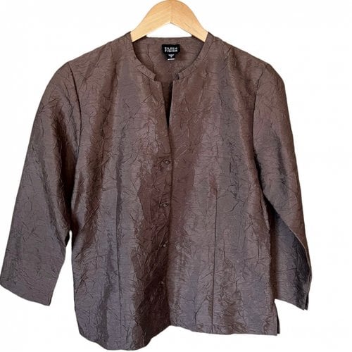 Pre-owned Eileen Fisher Silk Jacket In Grey