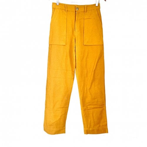 Pre-owned Raquel Allegra Straight Pants In Yellow