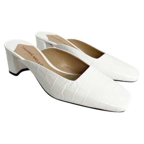 Pre-owned Tamara Mellon Crocodile Sandals In White