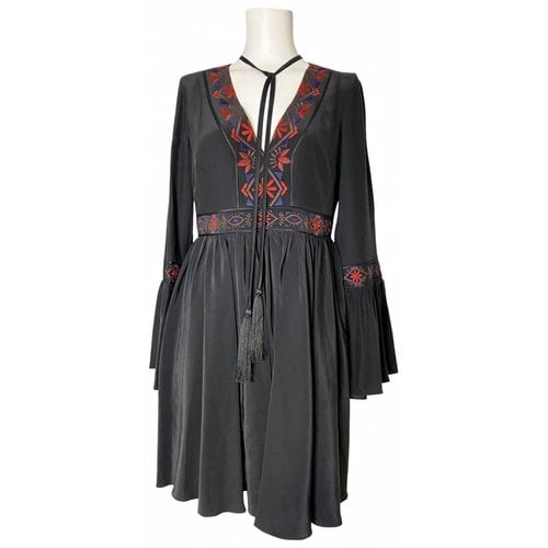 Pre-owned Cinq À Sept Silk Mini Dress In Black