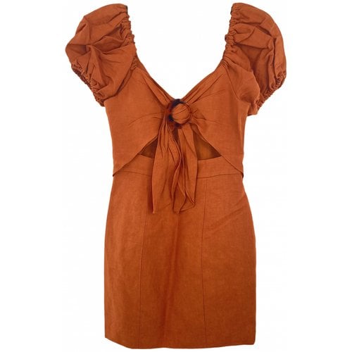 Pre-owned Significant Other Significant Linen Mini Dress In Camel