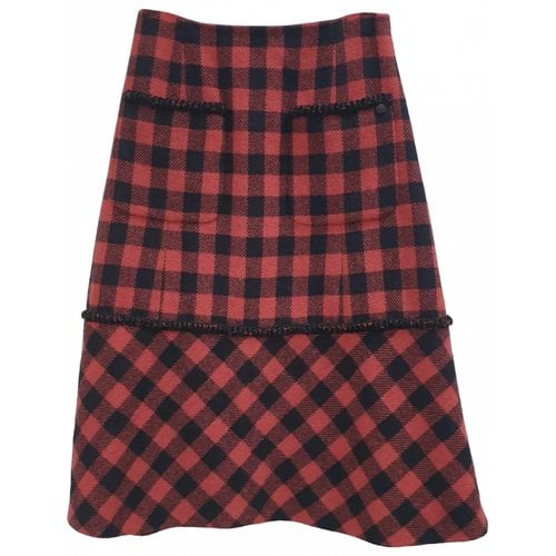 Pre-owned Chanel Wool Mid-length Skirt In Red