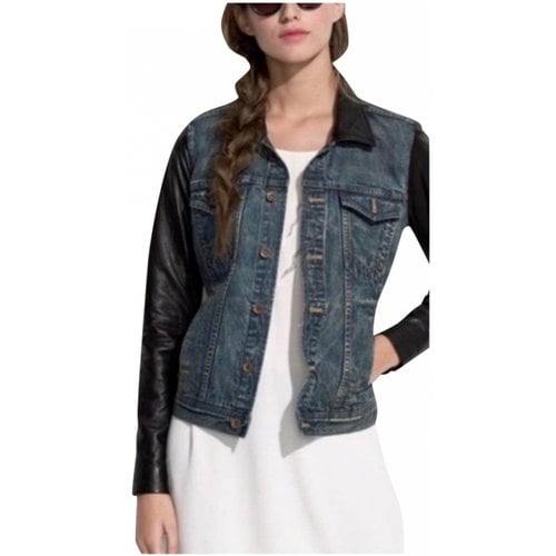 Pre-owned Madewell Leather Biker Jacket In Blue
