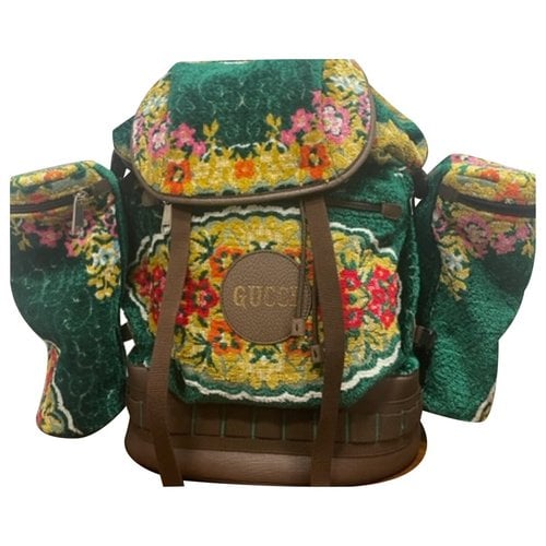 Pre-owned Gucci Ophidia Velvet Backpack In Green