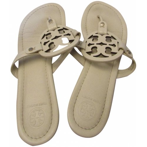 Pre-owned Tory Burch Leather Sandals In White